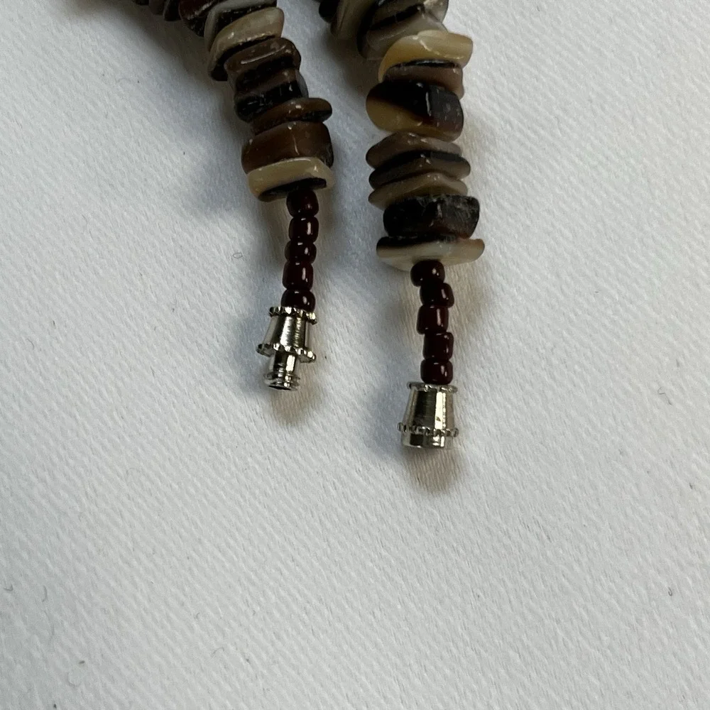 Vintage 70s 80s 90s Shell Chip Necklace Brown Translucent Surfer Choker Barrel